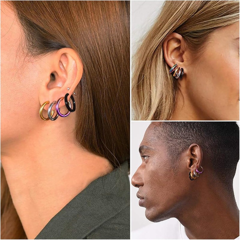 SIISPRI 3 Pairs Clip On Huggie Earrings for Men Women, Unisex Surgical Stainless Steel Hypoallergenic Earrings,Small Hoop Earrings, Polished for Non Pierced Earrings - Image 4